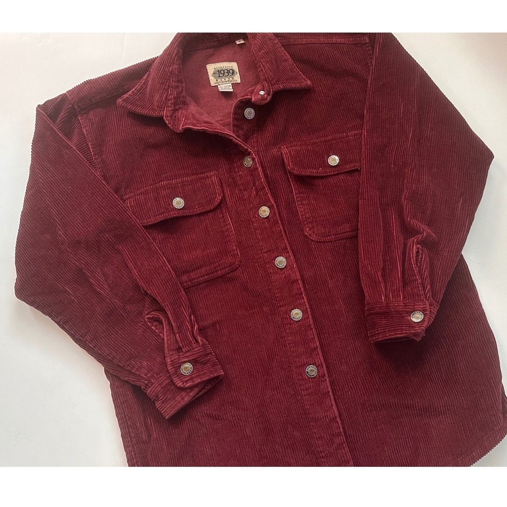 Authentic 1939 Brand Corduroy Shirt‎ Burgundy Red Cotton Shacket Mens Small